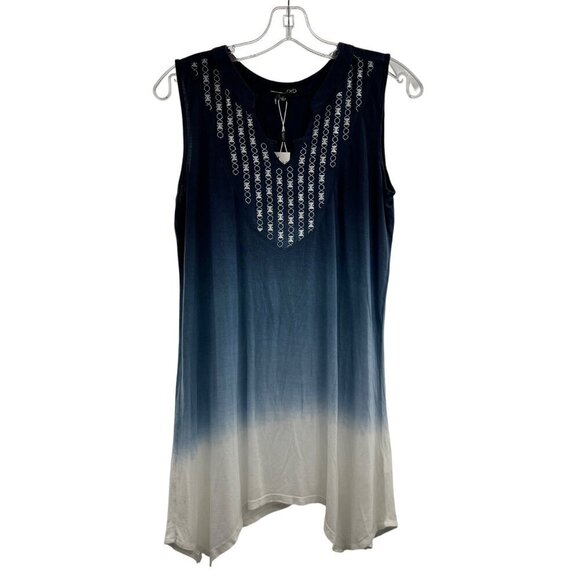 RXB Women's Sleevess Embroidered Top Blue/White Size Small New - Picture 1 of 9